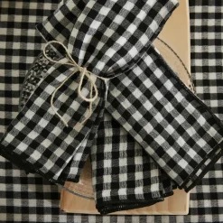 EMINZA Lot de 3 serviettes gaze de coton (40 x 40 cm) Gaïa vichy e Noir Online