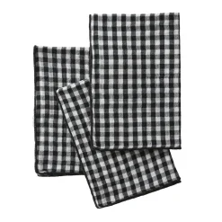 EMINZA Lot de 3 serviettes gaze de coton (40 x 40 cm) Gaïa vichy e Noir Online