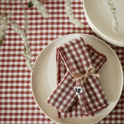 EMINZA Lot de 3 serviettes gaze de coton (40 x 40 cm) Gaïa vichy Terracotta Clearance