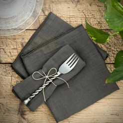 EMINZA Lot de 3 serviettes gaze de coton (40 x 40 cm) Gaïa Gris granit Gris foncé Outlet