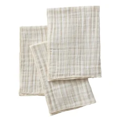 EMINZA Lot de 3 serviettes gaze de coton (40 x 40 cm) Gaïa vichy Beige Hot
