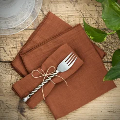 EMINZA Lot de 3 serviettes gaze de coton (40 x 40 cm) Gaïa Terracotta Clearance