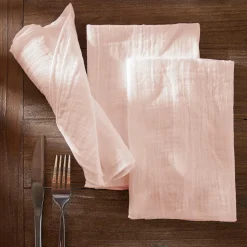 EMINZA Lot de 3 serviettes gaze de coton (40 x 40 cm) Gaïa Rose poudré