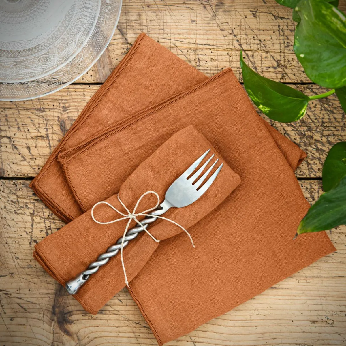EMINZA Lot de 3 serviettes gaze de coton (40 x 40 cm) Gaïa Abricot Outlet
