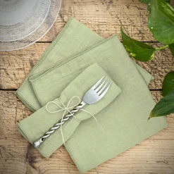 EMINZA Lot de 3 serviettes gaze de coton (40 x 40 cm) Gaïa Vert tilleul Online