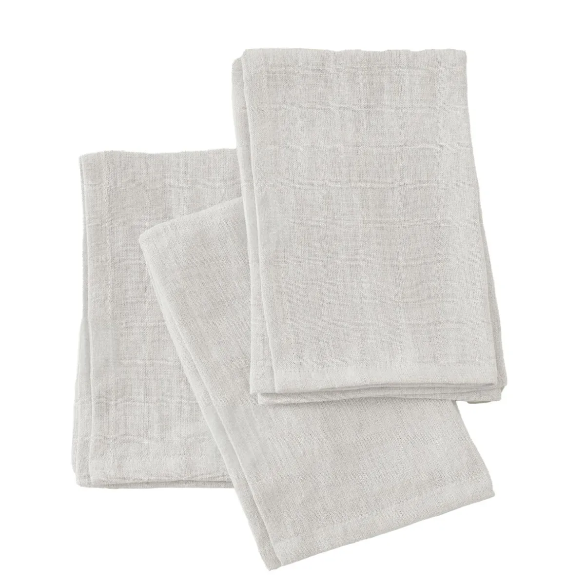 EMINZA Lot de 3 serviettes lin lavé (40 x 40 cm) Louise hes Blanc Online