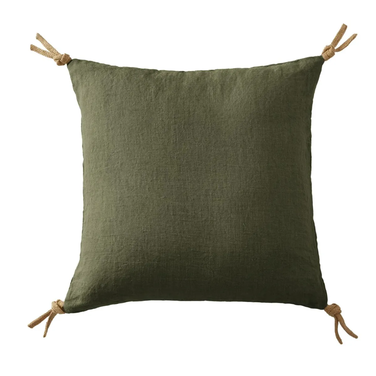 EMINZA Lot de 3 serviettes lin lavé (40 x 40 cm) Louise Vert romarin