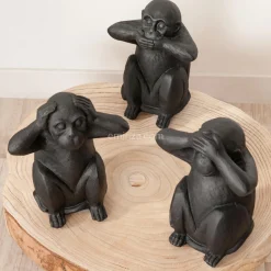 ATMOSPHERA Lot de 3 singes déco (H24 cm) Sagesse Noir New