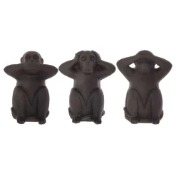 ATMOSPHERA Lot de 3 singes déco (H24 cm) Sagesse Noir New