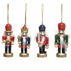 Feeric Lights & Christmas Lot de 4 soldats Casse noisette à suspendre (H8 cm) Multicolore Best