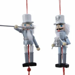 KAEMINGK Lot de 2 soldats Casse-noisette à suspendre (H12 cm) Tambour Bleu clair