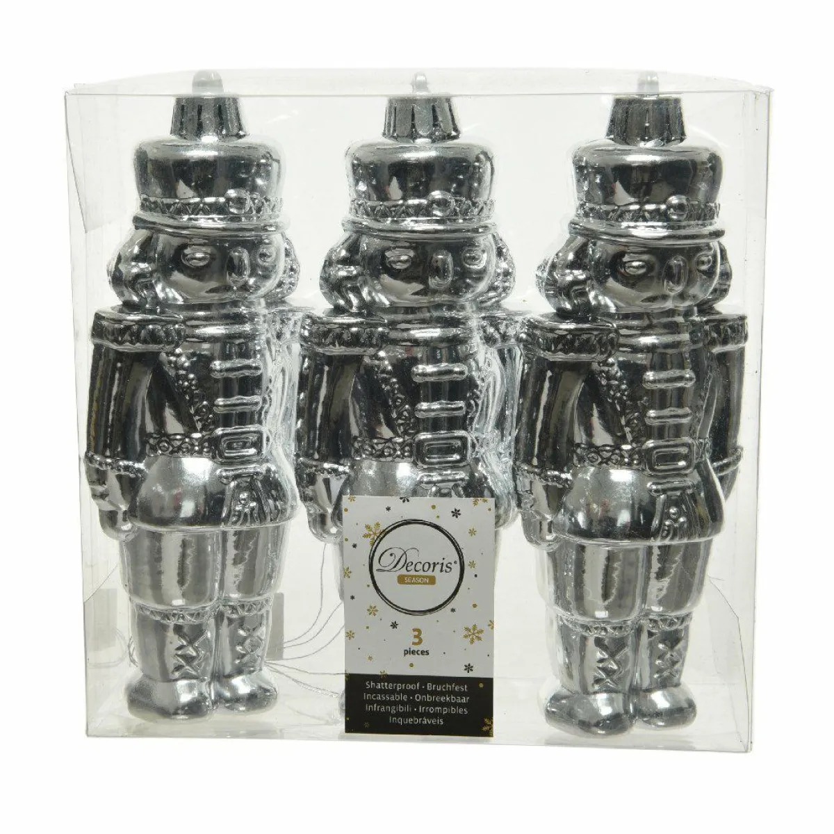 KAEMINGK Lot de 3 soldats Casse-noisette à suspendre (H14 cm) Gédéon Argent Clearance