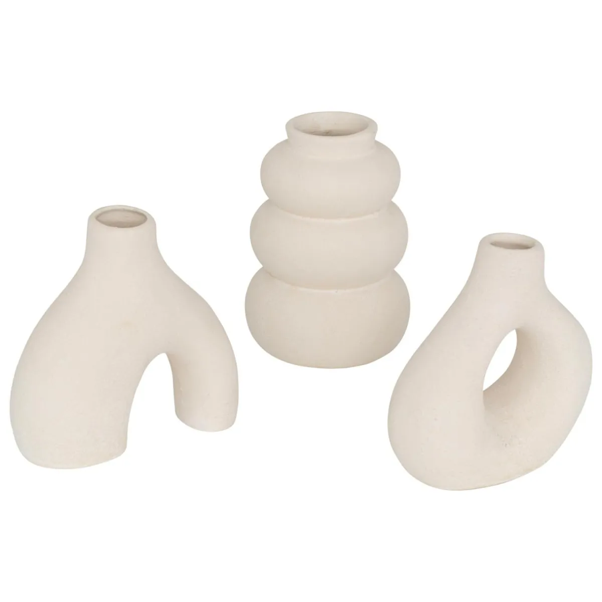 Atmosphera, cru017dateur d'intu017drieur Lot de 3 soliflores céramique (H9 cm) Iora Blanc Outlet