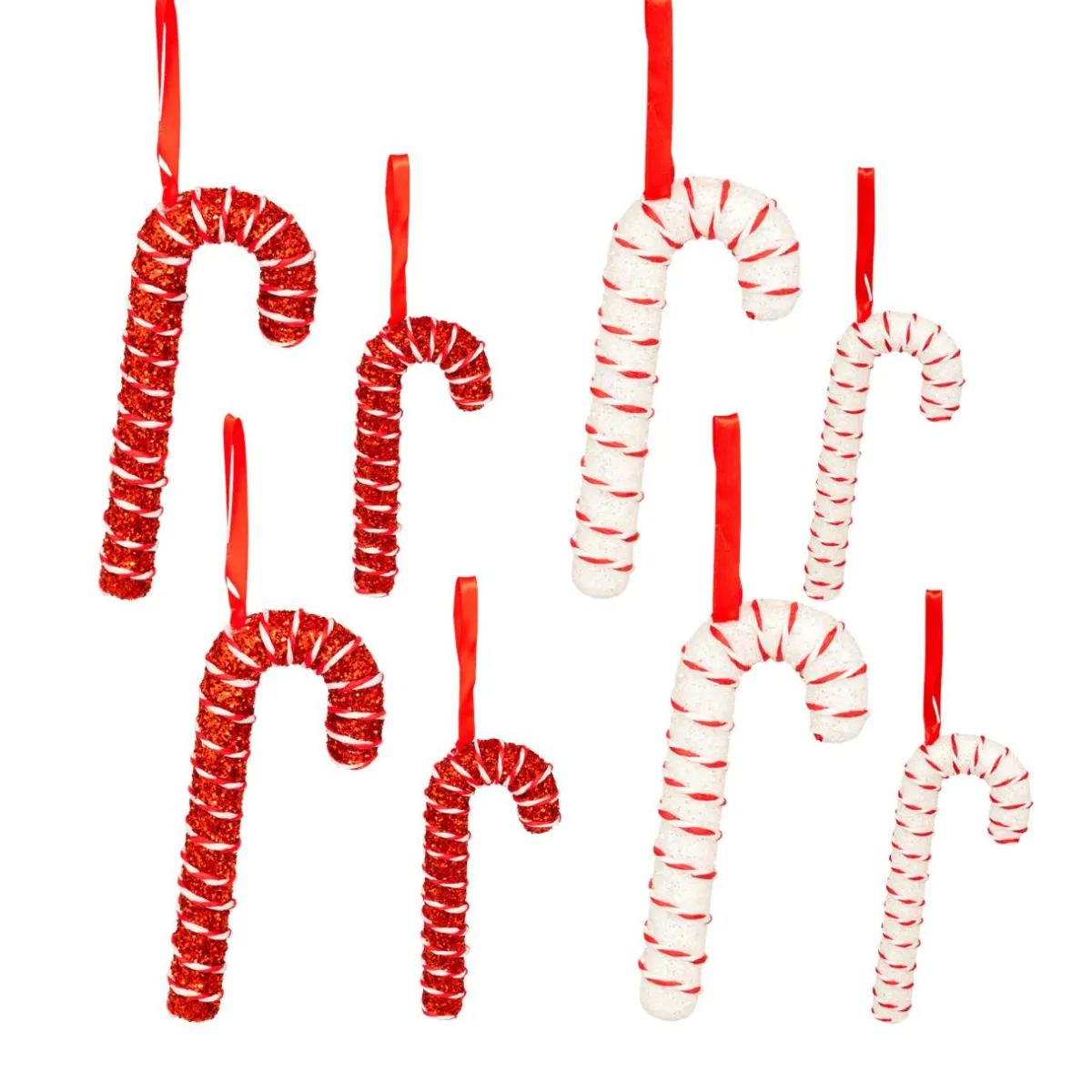 JJA Lot de 10 sucres d'orge (H21 cm) Sucreries festives et Blanc Rouge New