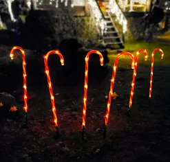 KOOPMAN Lot de 6 sucres d'orge lumineux à piles 42 LED (H47 cm) Candy Blanc chaud Online