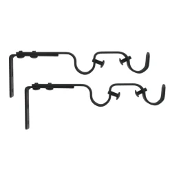 LUANCE Lot de 2 supports tringles doubles extensibles (L165 - L190 / D20 mm) Jim gouttière mat Noir