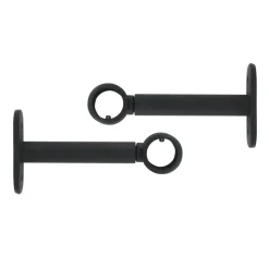 LUANCE Lot de 2 supports tringles extensibles ( L90 - L150 / D20 mm) Jim mat Noir New