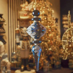KAEMINGK Lot de 2 suspensions de Noël en verre (H24 cm) Reflet de Minuit Bleu Bleu nuit Sale