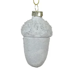 KAEMINGK Lot de 6 suspensions de Noël en verre (H6 cm) Glands de chêne givré Blanc Sale