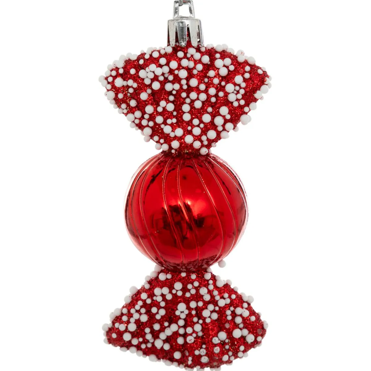 JJA Lot de 4 suspensions de Noël (H10 cm) Bonbons délice Rouge Sale