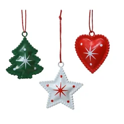 KAEMINGK Lot de 12 suspensions de Noël en métal (H4,5 cm) Méribel Colorées Multicolore