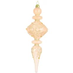 KAEMINGK Lot de 2 suspensions de Noël en verre (H24 cm) Reflet de Minuit Rose Rose poudré Hot