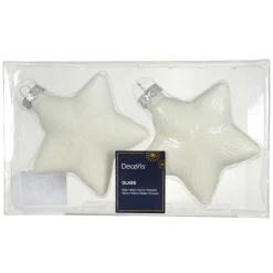 KAEMINGK Lot de 2 suspensions de Noël en verre (H10 cm) Étoiles Céleste Blanc laine Hot
