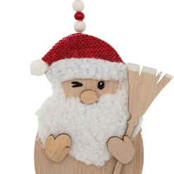 JJA Lot de 2 suspensions en bois (H12 cm) Balais de Noël et Rouge Naturel Hot