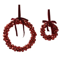 KAEMINGK Lot de 2 suspensions en métal (D25 cm) Couronne et Velours Rouge Clearance