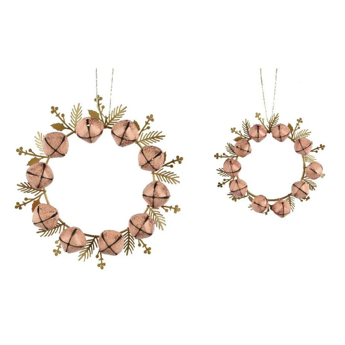 KAEMINGK Lot de 2 suspensions en métal (D19 cm) Couronne de clochettes et or Rose Discount