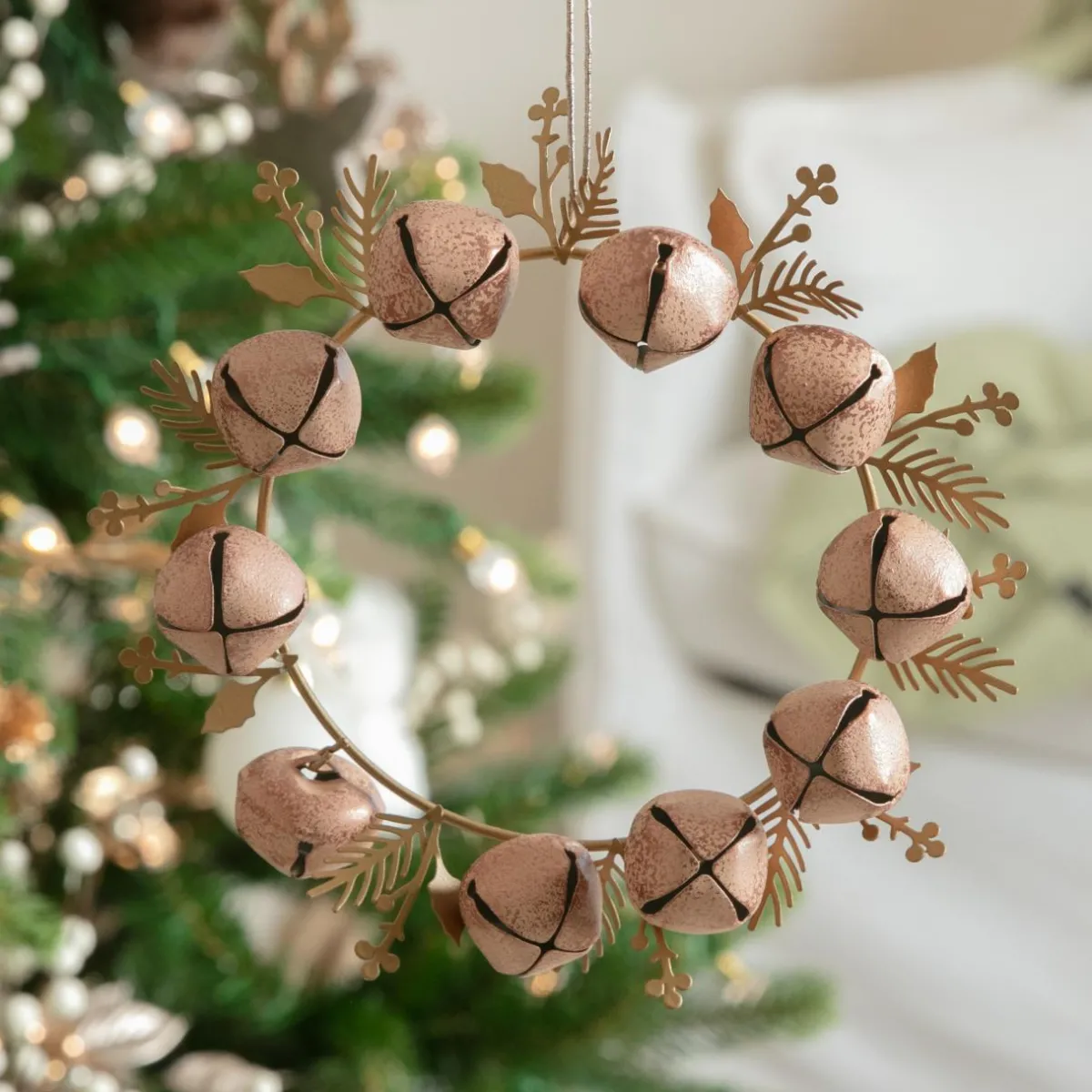 KAEMINGK Lot de 2 suspensions en métal (D19 cm) Couronne de clochettes et or Rose Discount
