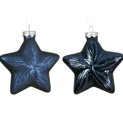 KAEMINGK Lot de 2 suspensions en verre (H10 cm) Étoiles Céleste Bleu Bleu nuit