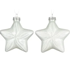 KAEMINGK Lot de 2 suspensions en verre (H10 cm) Étoiles Céleste Blanc Online