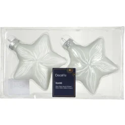 KAEMINGK Lot de 2 suspensions en verre (H10 cm) Étoiles Céleste Blanc Online