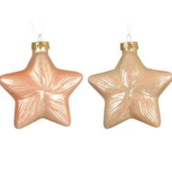 KAEMINGK Lot de 2 suspensions en verre (H10 cm) Étoiles Céleste Pêche Outlet