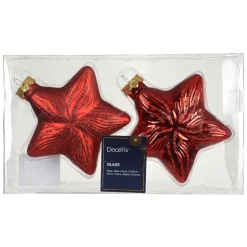 KAEMINGK Lot de 2 suspensions en verre (H10 cm) Étoiles Céleste Rouge Best