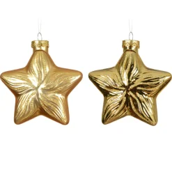 KAEMINGK Lot de 2 suspensions en verre (H10 cm) Étoiles Céleste Or Best