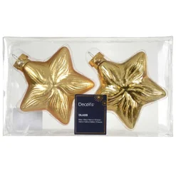 KAEMINGK Lot de 2 suspensions en verre (H10 cm) Étoiles Céleste Or Best