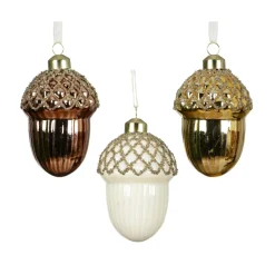 KAEMINGK Lot de 12 suspensions en verre (H9 cm) Gland festier Brun Café Or Hot