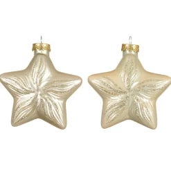 KAEMINGK Lot de 2 suspensions en verre (H10 cm) Étoiles Céleste Perle Outlet