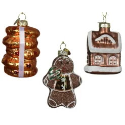 KAEMINGK Lot de 3 suspensions en verre (H11 cm) Délices de Noël Marron Hot