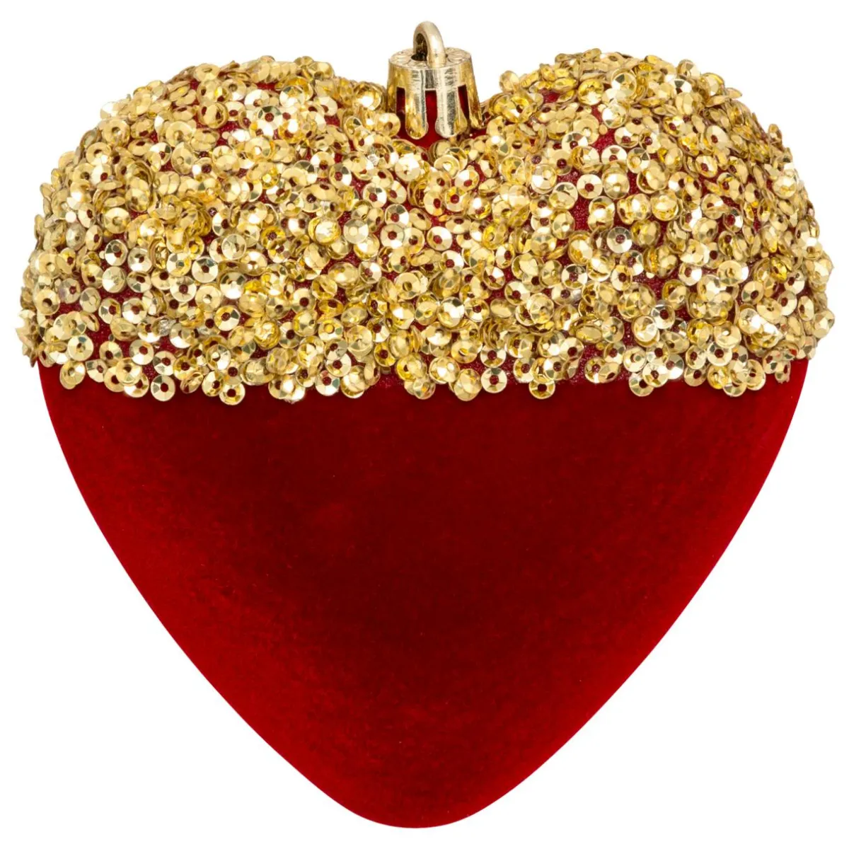 JJA Lot de 6 suspensions (H15 cm) Cœurs et étoiles paillettes Rouge et Or Discount