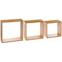 ATMOSPHERA Lot de 3 étagères bambou (H15-20-25 cm) Cube Fixy Naturel Bois Best