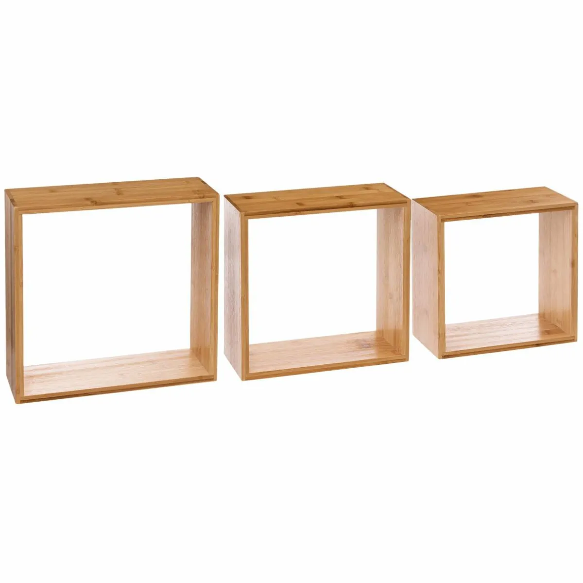 ATMOSPHERA Lot de 3 étagères bambou (H15-20-25 cm) Cube Fixy Naturel Bois Best