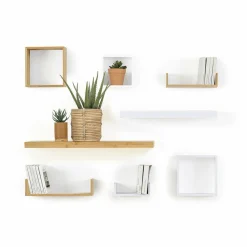 ATMOSPHERA Lot de 3 étagères bambou (H15-20-25 cm) Cube Fixy Naturel Bois Best