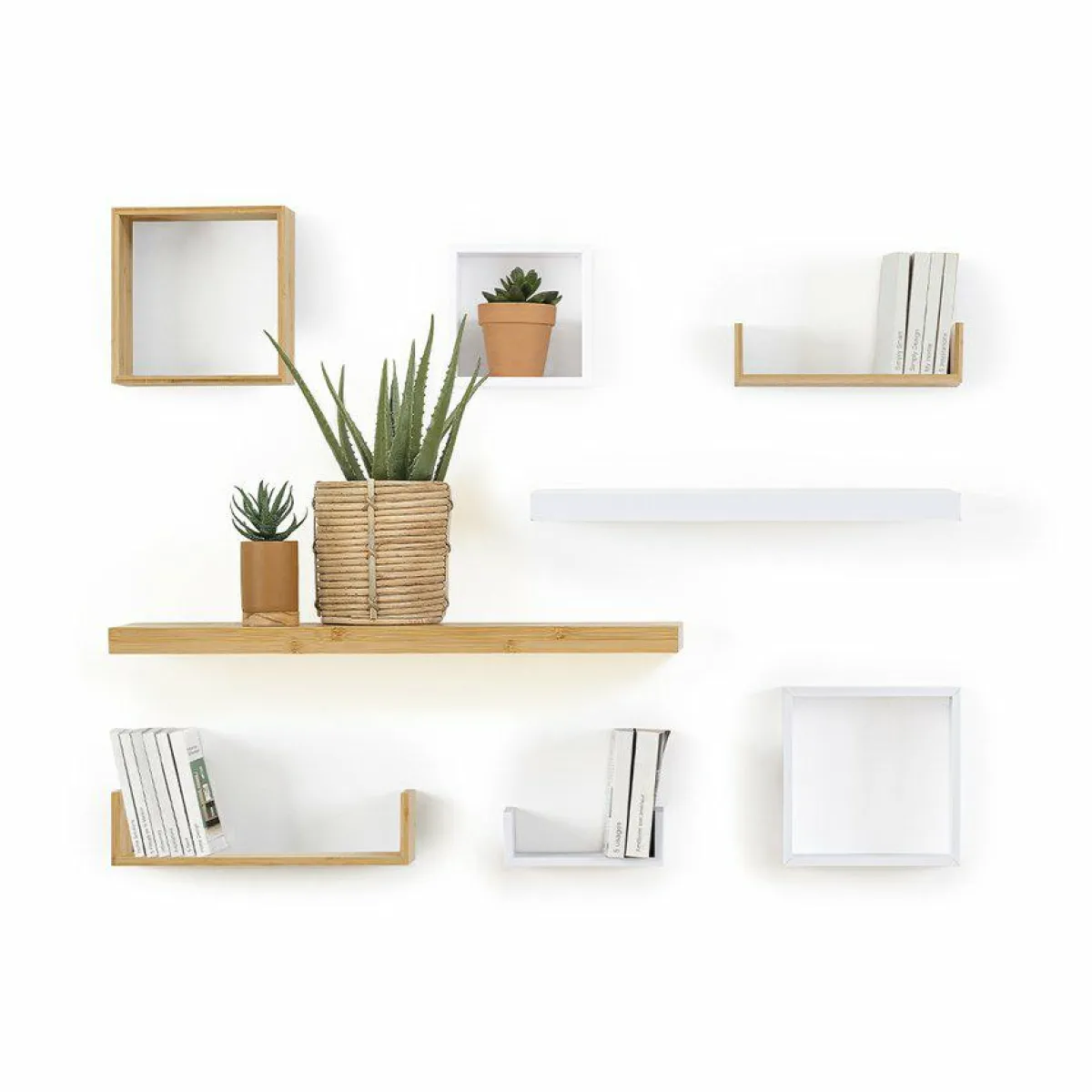 ATMOSPHERA Lot de 3 étagères bambou (H15-20-25 cm) Cube Fixy Naturel Bois Best