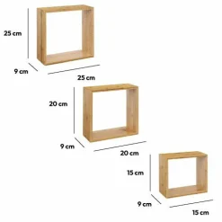 ATMOSPHERA Lot de 3 étagères bambou (H15-20-25 cm) Cube Fixy Naturel Bois Best