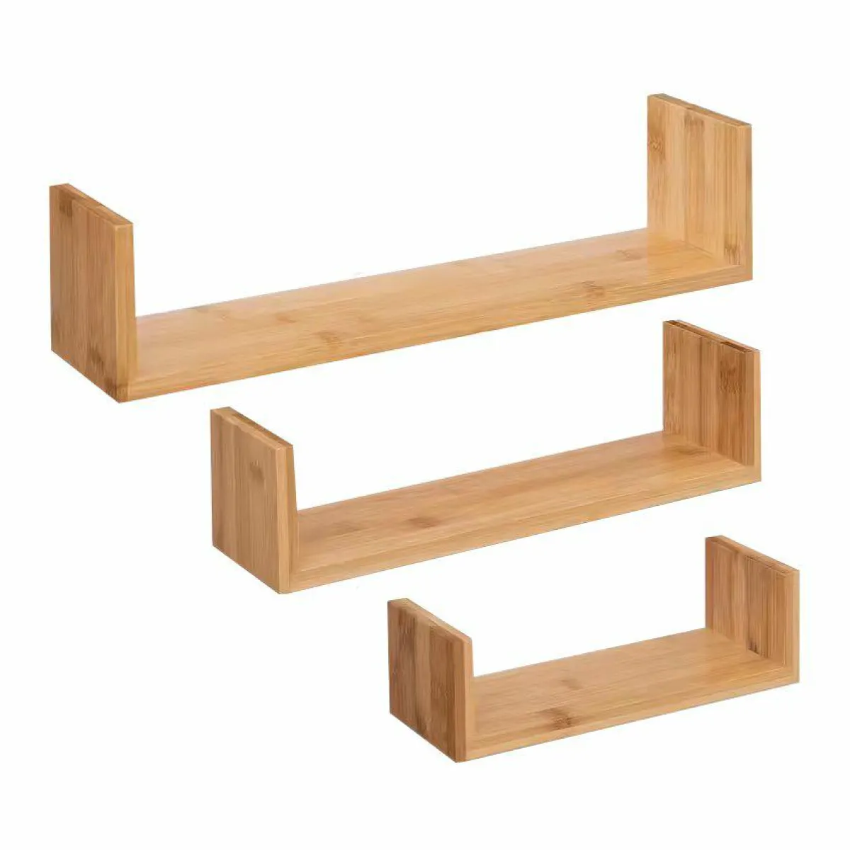 ATMOSPHERA Lot de 3 étagères bambou (L22-32-42 cm) Fixy Naturel Outlet