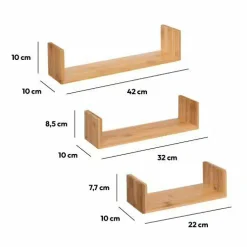 ATMOSPHERA Lot de 3 étagères bambou (L22-32-42 cm) Fixy Naturel Outlet