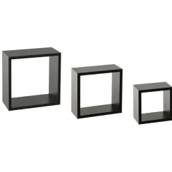 ATMOSPHERA Lot de 3 étagères bois (H15-20-25 cm) Cube Noir Sale